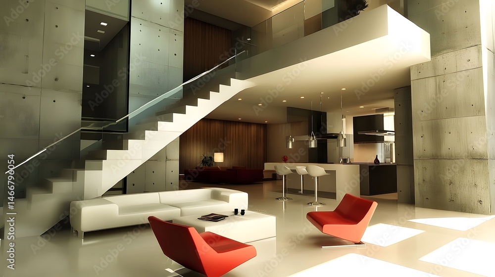 Poster a large, empty room with a lot of windows and a lot of light. the room is mostly empty, with only a 