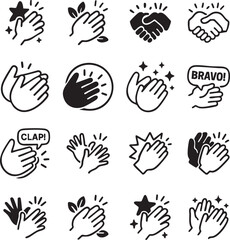Clapping Hands Icon Set, Vector Illustration Isolated on White Background.