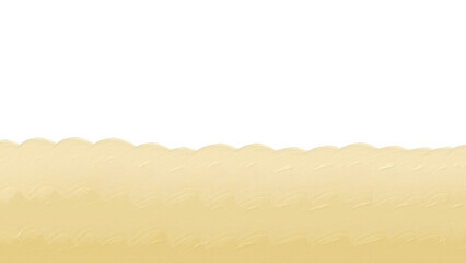 abstract light gold yellow painted frame border with gradient wavy lines on transparent background