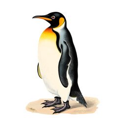 Fototapeta premium Vintage style illustration of king penguin, png