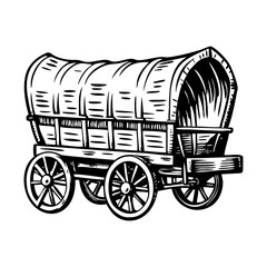 A vintage illustration of covered wagon © creativestall