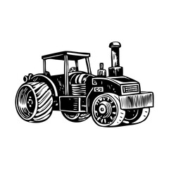 Vintage style illustration showing road roller