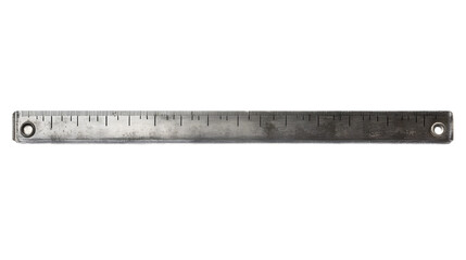 A classic metal folding ruler with engraved measurements, symbolizing precision and craftsmanship, isolated on a transparent background