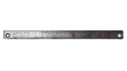 A classic metal folding ruler with engraved measurements, symbolizing precision and craftsmanship, isolated on a transparent background