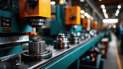 Precise Industrial Machinery Operating in Manufacturing Factory