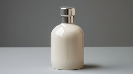 Matte cream cosmetic bottle on clean white background for skincare product advertisement or branding