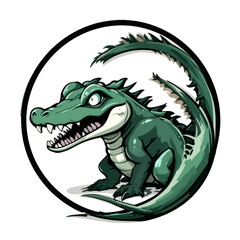 Illustration of a green crocodile