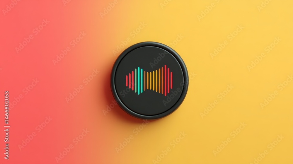 Poster advanced concept of a tone dial icon representing adaptive voice control in a contemporary digital i