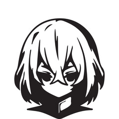 silhouette head boy anime avatar image vector illustration