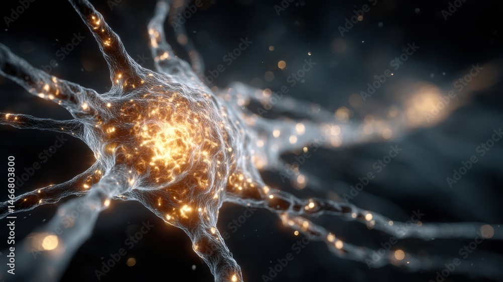 Poster conceptual illustration of dynamic engagement patterns using neural node icon to represent innovativ