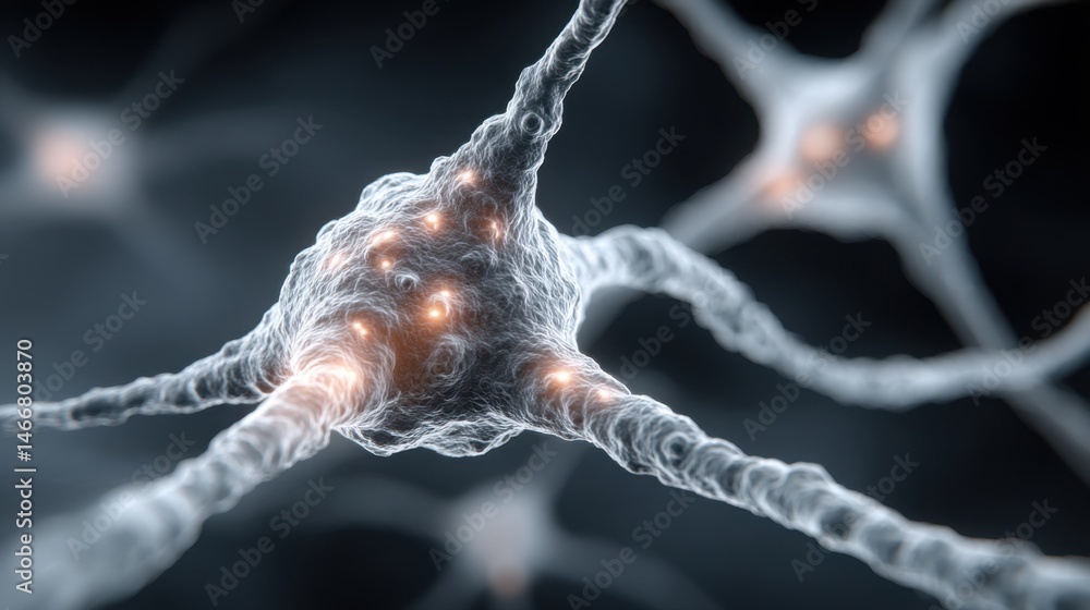Poster conceptual illustration of dynamic engagement patterns using neural node icon to represent innovativ
