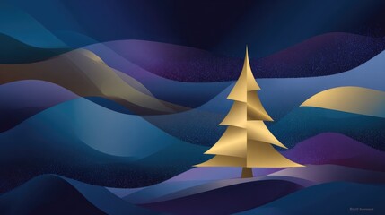 Gold christmas tree abstract illustration