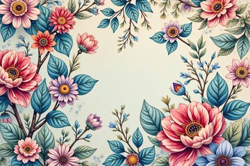Soft paisley floral pattern, muted pastel shades, nature, summer, wallpaper