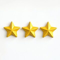 Three bright yellow stars on a white background