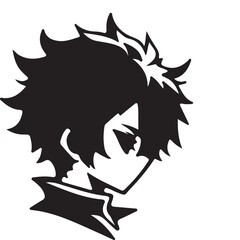 silhouette head boy anime avatar image vector illustration