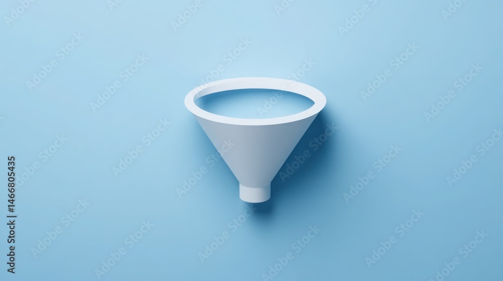 Poster clean message funnel icon concept for no-clutter conversion processes in effective digital marketing