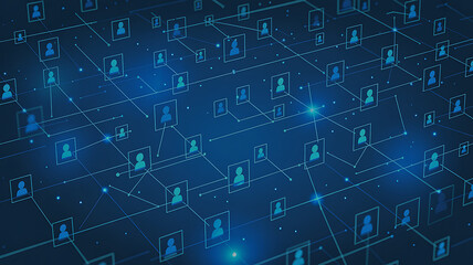 Obraz premium Digital Network of Connected People on a Virtual Grid