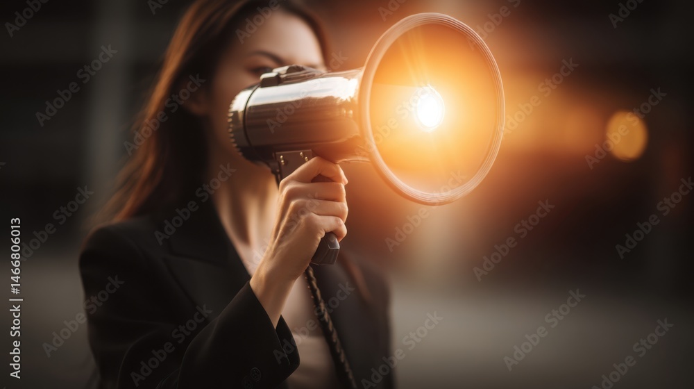 Poster cmo beam icon concept illustrating a focused message on authority and recognition in marketing commu