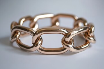 Obraz premium Rose Gold Chain Bracelet Close Up on White Background Jewelry Fashion Accessory Style Luxury Glamour