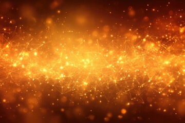 Obraz premium Abstract gold particles forming a glowing, interconnected network