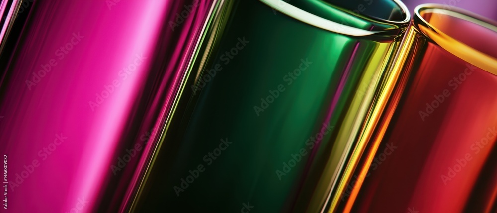 Poster abstract color gradient tubes close up shot with pink green and red for background or design element