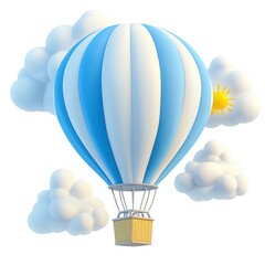 Obraz premium Balloon adventure with clouds and sun isolated on white background