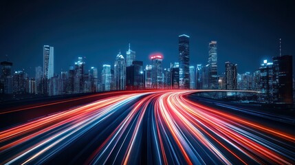 Fototapeta premium Night Cityscape: Speed and Lights