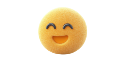 Plush Smiling Emoji Icon on White Background