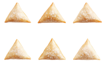 Samosa sextet Crispy golden triangles on black