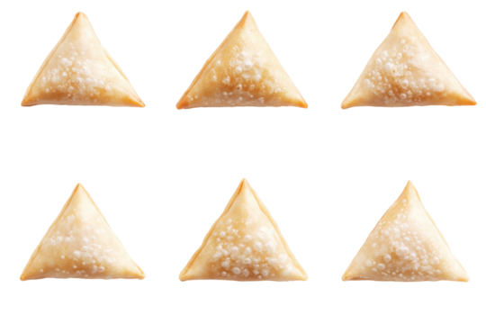 Samosa sextet Crispy golden triangles on black