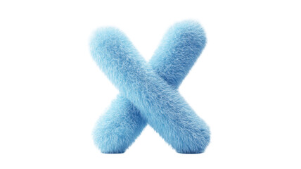 Plush Blue Cross Symbol Isolated on White Background