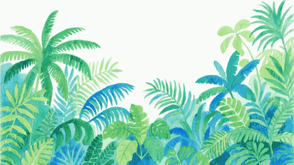 Verdant Symphony: Pigmented Rain tropical forest isolated watercolor vector illustration svg