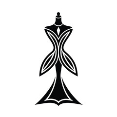 Minimalist black dress form silhouette design representing fashion design and tailoring concepts for style presentations