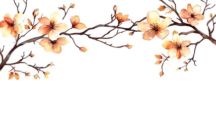 Floral watercolor artwork featuring blossoms nature art scene serenity aesthetic