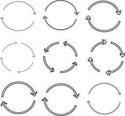 circle arrow icon set. Blue circular arrow icon, refresh, reload arrow icon symbol sign. Blue Reload vector icon set. repeat vector. restart or reset sign