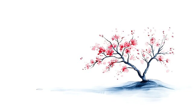 Floral watercolor fower in nature landscape serene environment artistic viewpoint