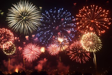 A Spectacular Nighttime Fireworks Display Illuminates The Sky