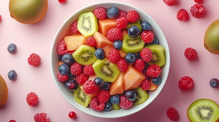 Fresh fruit salad in a bowl, vibrant colors