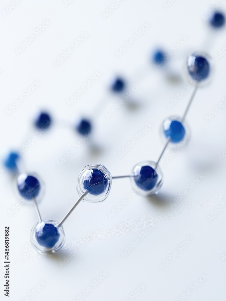 Poster atom structure close up science molecule model on white background conceptual technology design conn