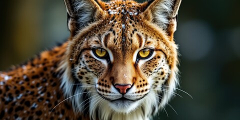 Fototapeta premium Majestic Eurasian Lynx Portrait, Siberian Wildcat Gaze