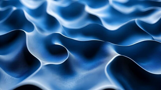 Abstract blue wavy surface, smooth texture, 3D render
