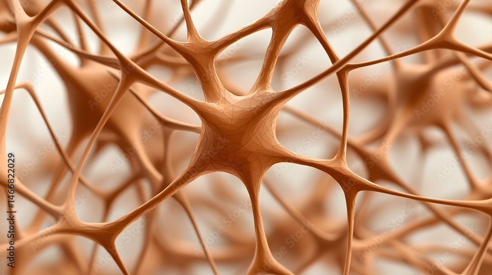 Aufkleber the image shows a detailed close-up of a network of interconnected neurons, rendered in a light brow