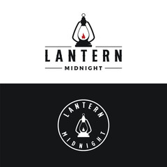 Rustic lantern lamp template logo for retro vintage home decoration.