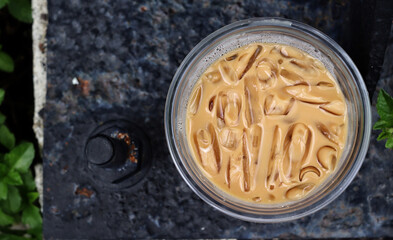 Iced coffee and milk latte