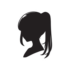 silhouette head boy anime avatar image vector illustration