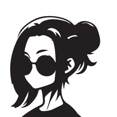 silhouette head boy anime avatar image vector illustration