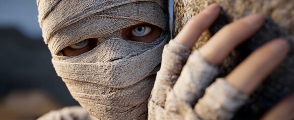 Mysterious figure wrapped in bandages