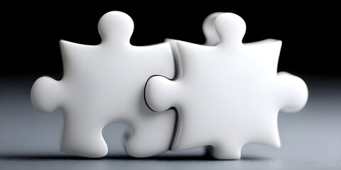 Obraz premium Close-up of two interlocking white puzzle pieces