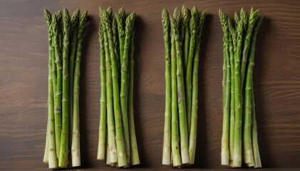 Fototapeta premium A vibrant green row of fresh asparagus spears , close-up, delicious, agriculture