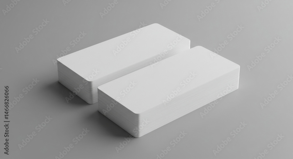 Aufkleber blank white rectangular stacks of paper in a professional setting. organized stacks of business card